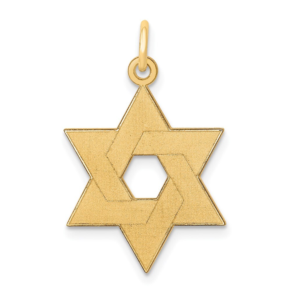 14k Yellow Gold Laser Designed Star of David Pendant 1.32gm L-1.03 Inch