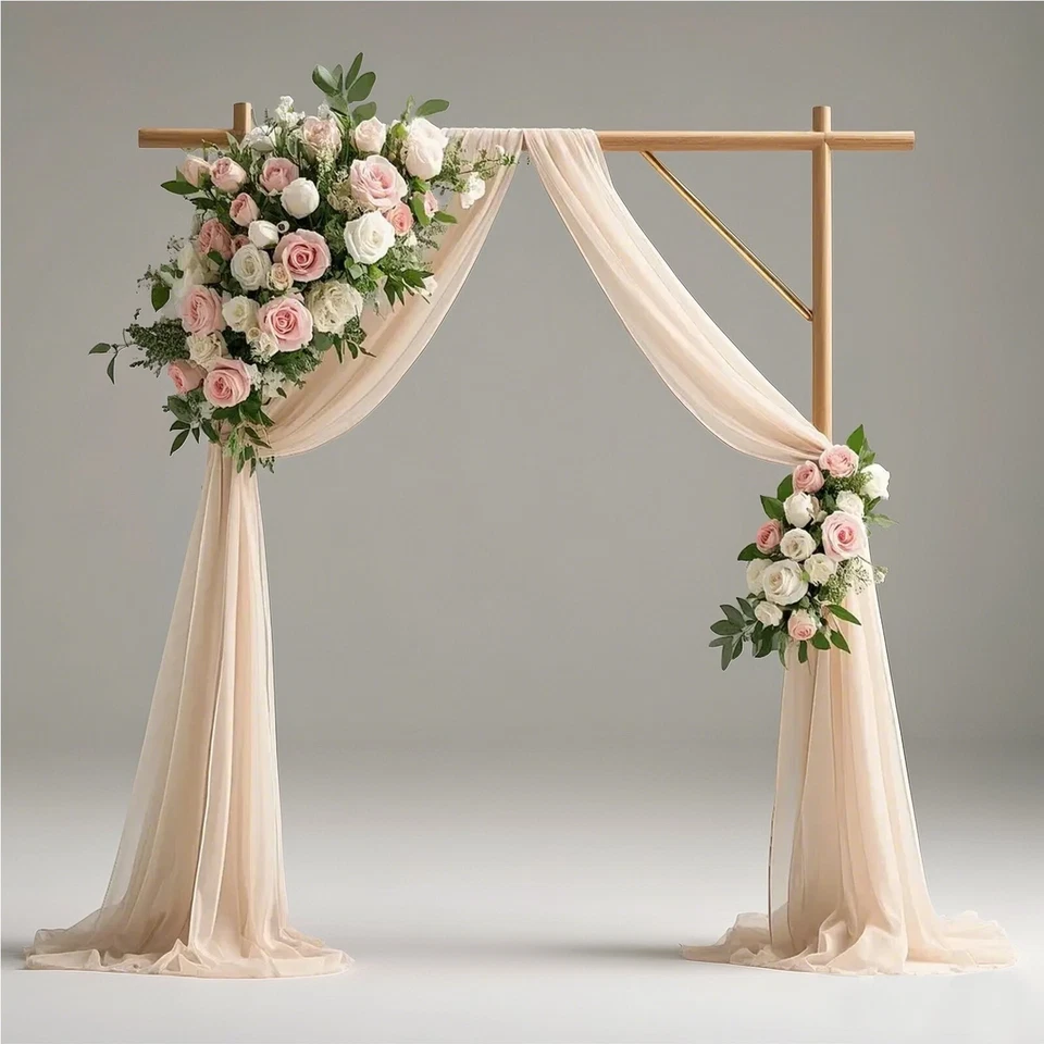 Ceiling Drapes 4 Panels Wedding Arch Draping Fabric 20FT Chiffon Party Decor - Image 2 of 4