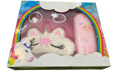 Unicorn 3 in 1 Shampoo Conditioner Body Wash Bath Set Sleep Mask Hair Ties New