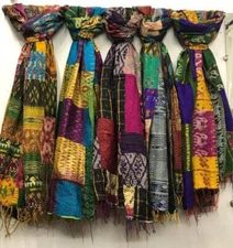 Wholesale Lot 5 PC Vintage Kantha Cotton Patchwork Scarf Reversible Stole Shaw