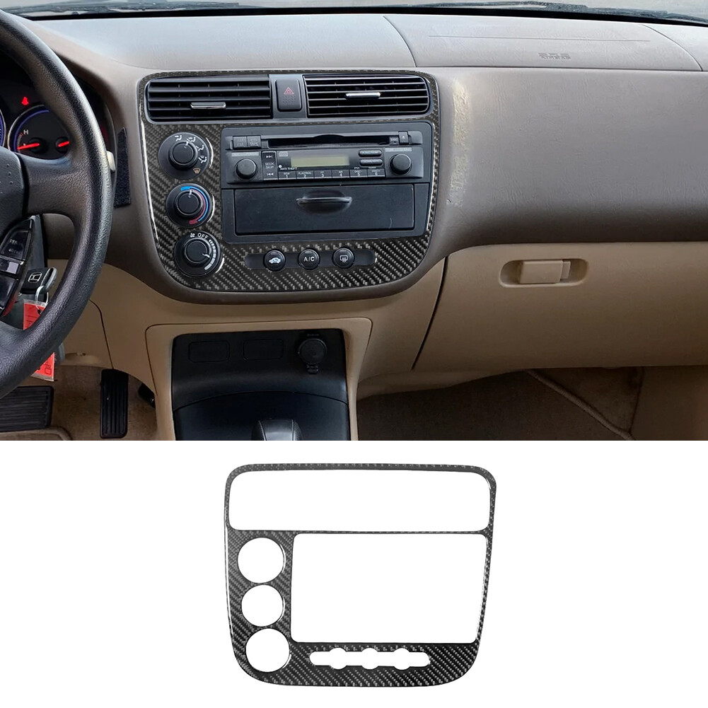 Carbon Fiber Interior Central Console Panel Cover Trim For Honda Civic