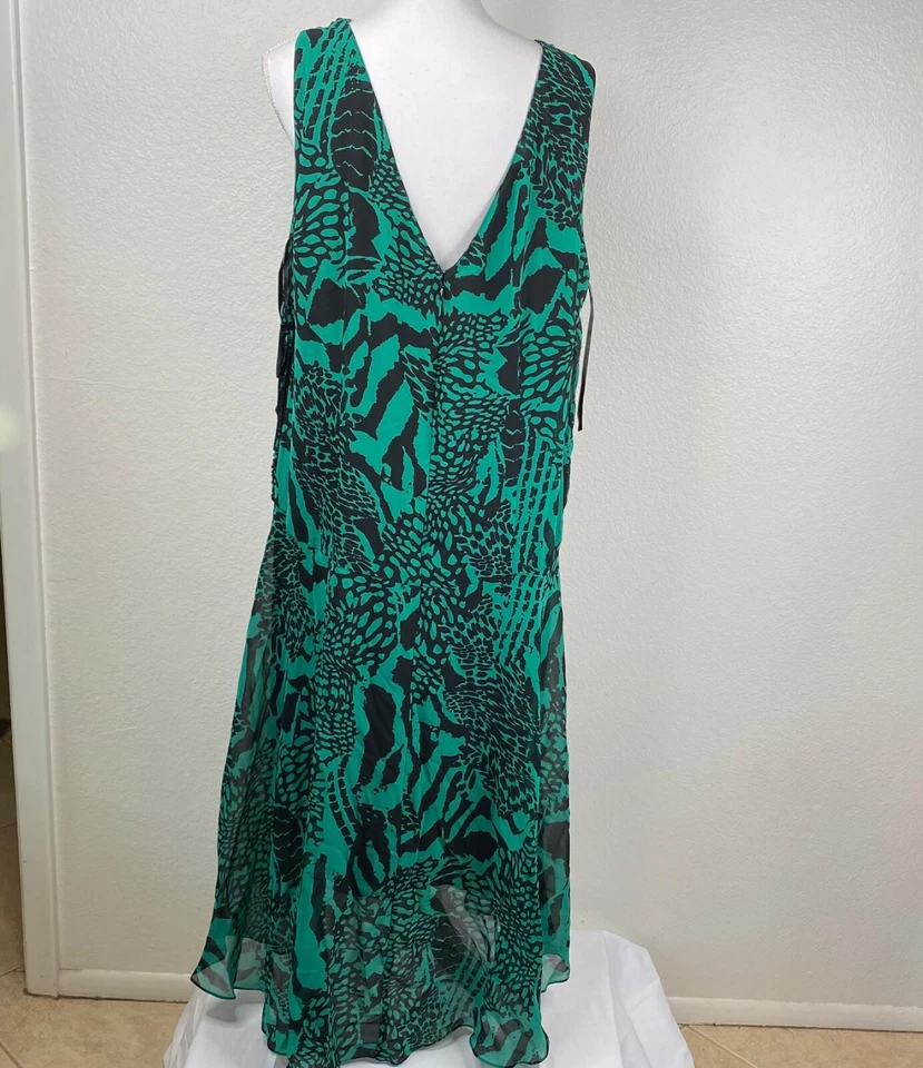 Vestido feminino Bella azul plus size verde tamanho 22 envoltório falso enfeitado alto baixo - Imagem 3 de 4