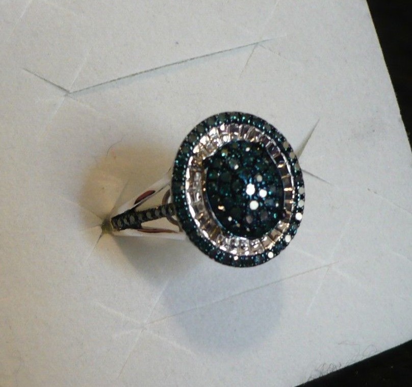Blue Diamond Ring Sz.9 91 diamonds .75tcw MSRP$1744 | eBay