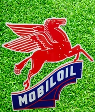 Mobil Oil  Pagasus Porcelain Enamel Heavy Metal Sign 22"  Single  Side