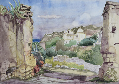 Josef Seidl-Seitz 1908-1988 München / expressiv Aquarell Ischia Forio / um 1955
