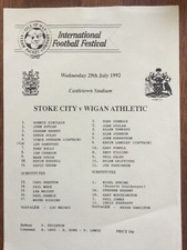 1992-93 STOKE CITY v Wigan Athletic Isle ofMan SingleSheet Programme Friendly **