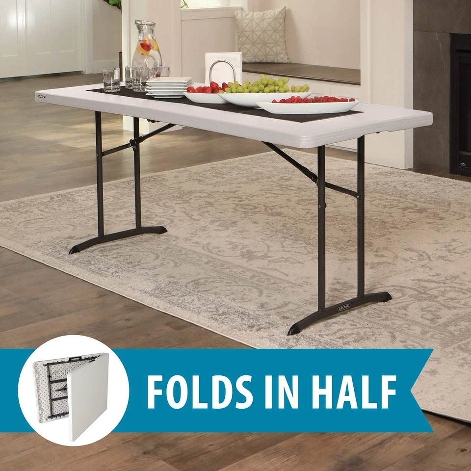 Commercial Fold-in-Half Table, 6-Foot, Almond - Image 2 of 4