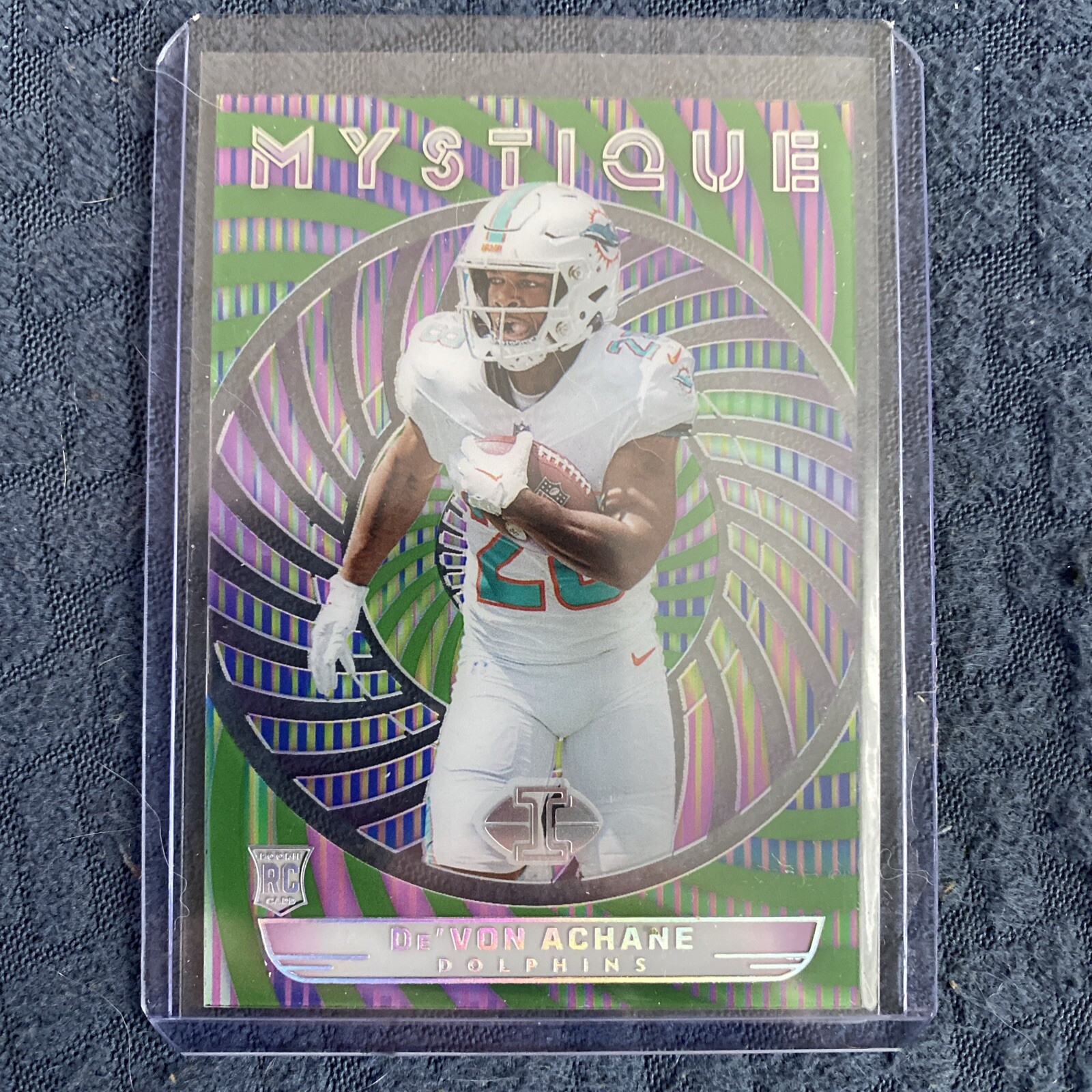 2023 Illusions De'von Achane Mystique Emerald Acetate Rookie RC #9 Dolphins