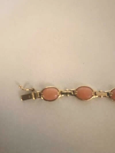 G1N con etiquetas VENTA ESPECIAL DAMAS ORO AMARILLO 14K CORAL ESLABÓN PULSERA 7 Foto 3 de 4