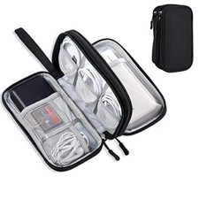 Electronics Cable Organizer Bag Double Layer Cord Pouch for Charger Earphone