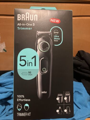Braun Series 3 3450 5-in-1 Men's Grooming Kit Beard Hair Trimmer Black SEALED
