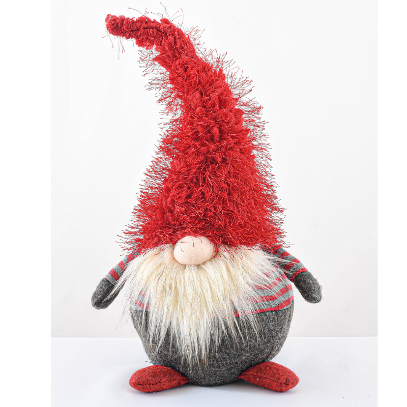 Red & Grey Large Fluffy Christmas Gonk 45cm Santa Gnome Swedish Tomte Elf