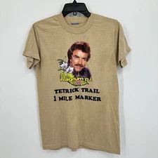 Vtg Thomas Magnum P.I T-shirt S Brown TV Television Iron On Transfer 80s Hawaii