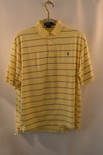 Polo Ralph Lauren Men's Polo SS Shirt Size L Golf Fit Cotton Yellow Stripe