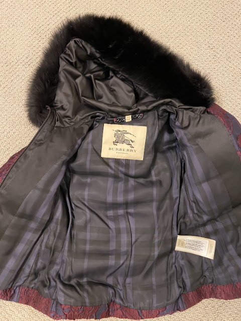 Authentic Burberry London Women's Belted Fur Puffer Down Jacket