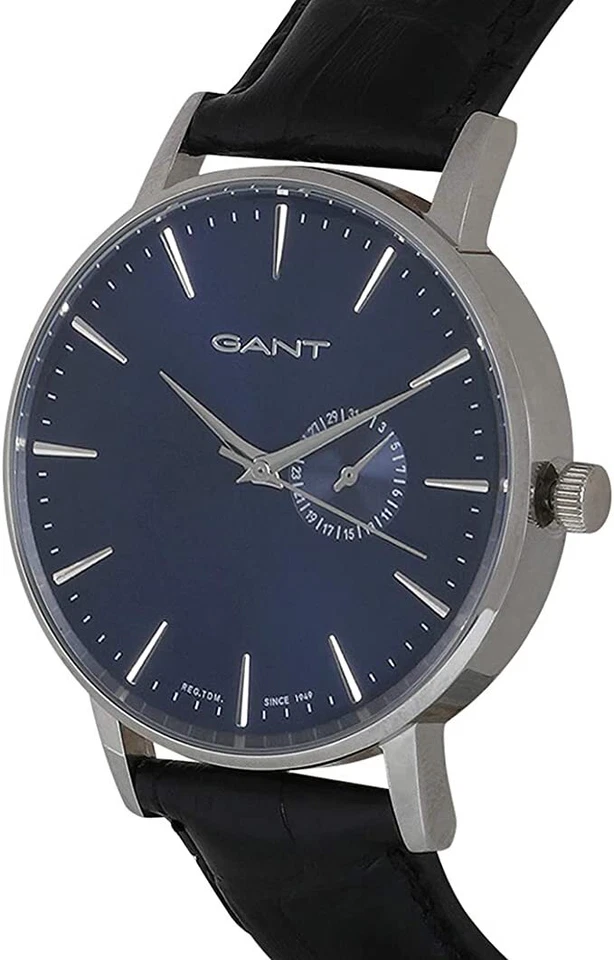 Montre GANT PARK HILL II Cadran Bleu foncé avec Date Bracelet en cuir noir Neuve - Photo 2/4