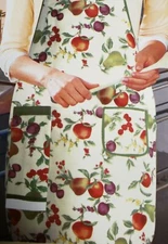 Fabric Kitchen Apron w/pocket & small towel,23"x36",COLORFUL FRUITS & BERRIES,BH