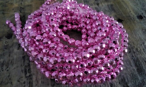 Nat Electroplated Hematite, Faceted, 4mm, Non Magnetic, Hot Pink, Approx 92pce - Picture 2 of 3