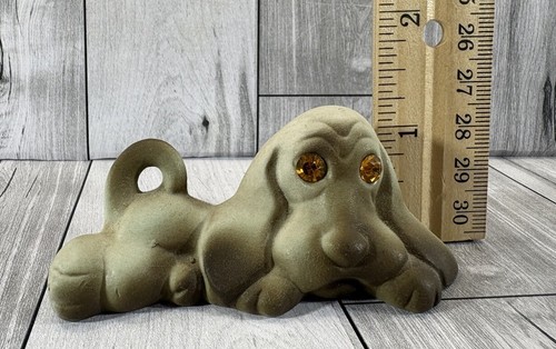Vintage Roselane Lounging Hound Dog Jeweled Eyes Figurine 3" long - Picture 7 of 8