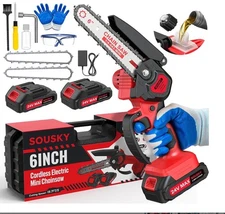 Mini Chainsaw 6 inch Cordless, Wood Ranger Mini Chainsaw with V Battery Auto-Oil