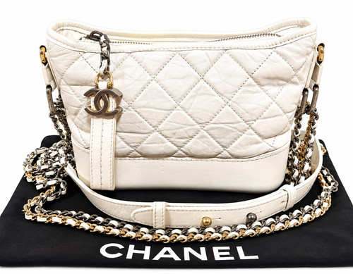 CHANEL Gabrielle de Chanel Small Hobo A91810 Ivory Leather Chain Shoulder Bag