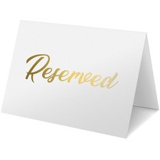 10 Pack Gold Reserved Table Signs for Wedding Receptions 3x4 inch - Double Si...