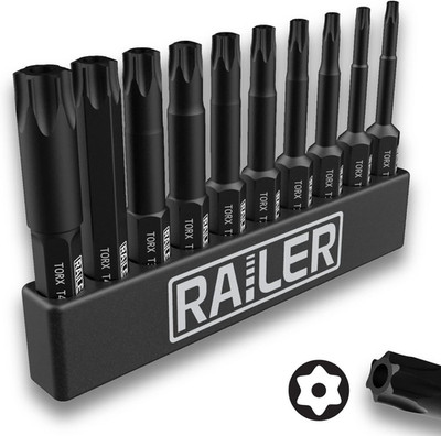 Tamper Proof TORX Bit Set, Railer 10-Piece 6 Point TORX Security Screwdriver Bit