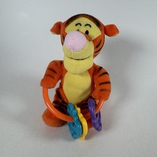 Disney Winnie The Pooh Plush Tigger Tiger Rattle Baby Toy 5" Beanie Orange
