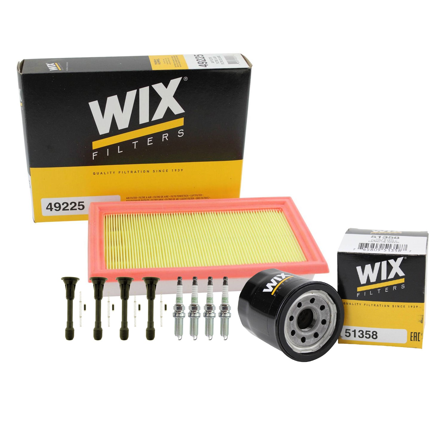 Wix Tune Up Kit NGK 4 Spark Plugs  Coil Boots Kit for Cube Versa 1.8L L4 Gas