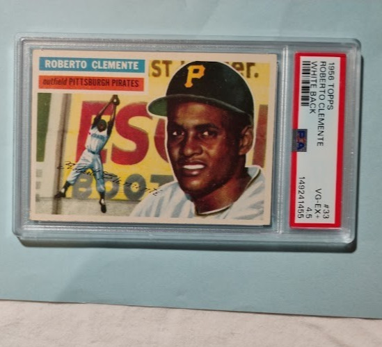 1956 Topps #33 Roberto Clemente - White Back - PSA 4.5 -  VG-EX+