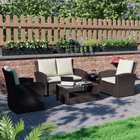 SALE Mylor 4 Seater Outdoor Rattan Set Garden Furniture Brown - Damaged Stock