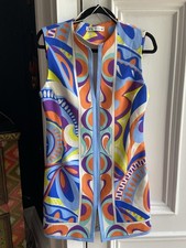 Zara 70’s  Style Vibrant Print Kick Pleat Scuba Mini Dress Size M VGC