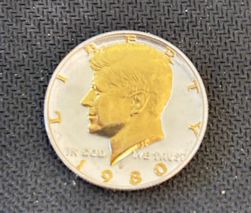 DANBURY MINT UNCIRCULATED 1980-D KENNEDY HALF DOLLAR, SILVER & GOLD