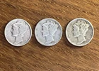 1937–1939 Mercury Dime Set 3 Coins 90% Silver Pre-WWII US Coin Lot S Mints