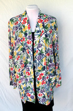Norma Kamali flower print topper jacket pockets oversized vintage 80s I. Magnin