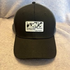 Marathon Watch Authentic Military Trucker Hat Black Digital Camo Patch Snapback