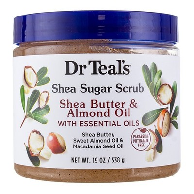 2 Pack Dr Teal's Shea Sugar Body Scrub, Almond, 19 oz