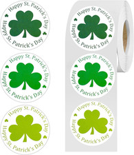 St Patricks Day Stickers,Shamrock Stickers,1.5In X 1.5In 500Pcs per Roll,St Patr