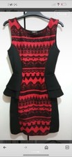 Red Black Stretchy Bodycon Dress Size 12