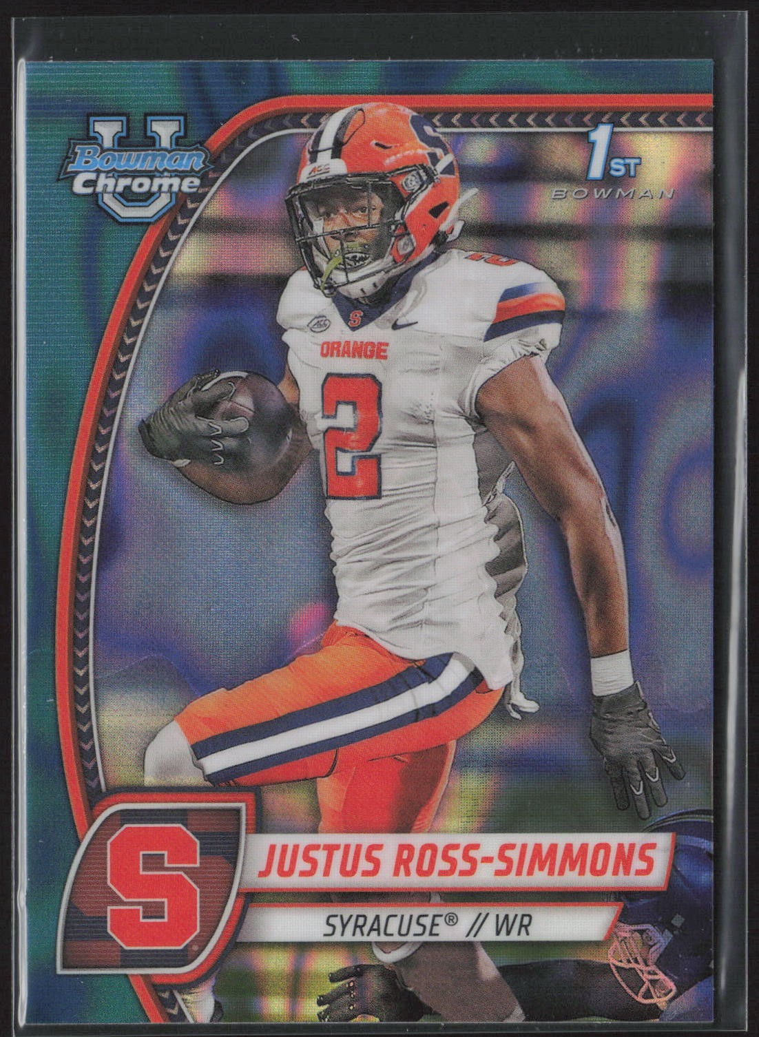 Justus Ross-Simmons 2024 Bowman University Chrome #109 Teal Lava Refractor SP