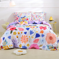 Twin Size Comforter Sets for Girls Kids, 6 Pieces Bed in a Bag Purple Floral But