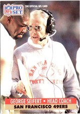 George Seifert 1991 Pro Set FACT Mobil #297 San Francisco 49ers