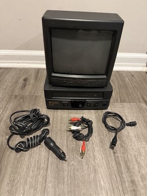 Memorex 9in Portable 12 V DC CRT Color TV TVM0903 / Sansui VCP1503 VHS PLAYER