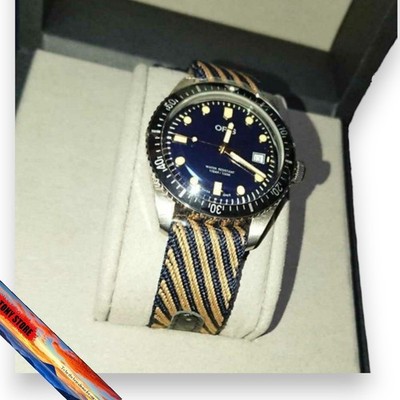 Oris Divers 65 SDGs Nachhaltiges Modell Herren Armbanduhr Uhr Blaues Ziffernb...