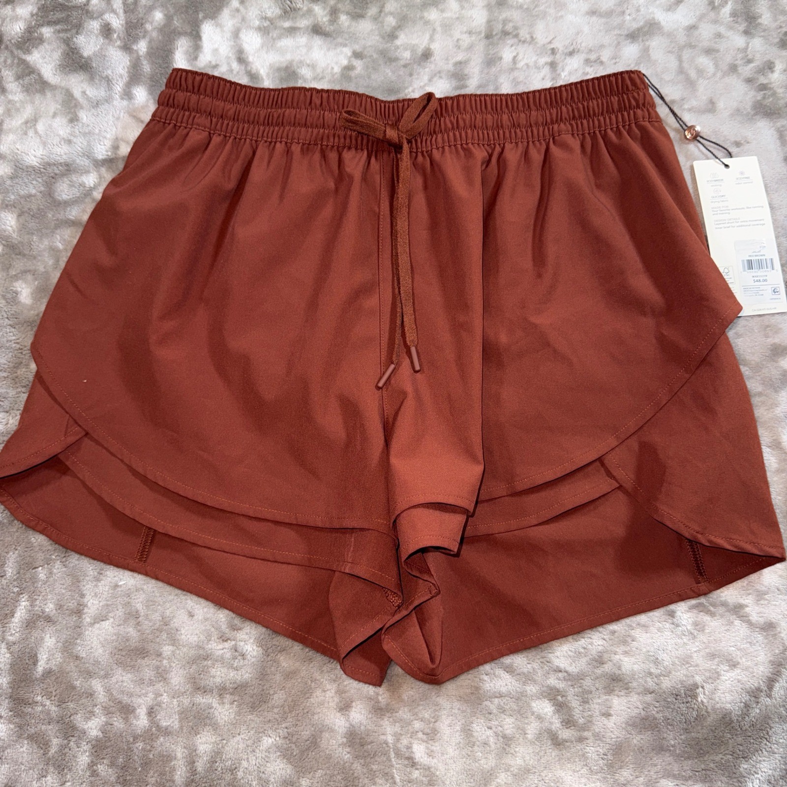 CALIA High-Rise Step Up Short Womens XS Red Brown NEW Layered Athletic 3