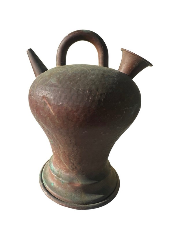 Antique Copper Jug Gargoulette Botijo Pitcher Farmhouse Decor Circa 1900's