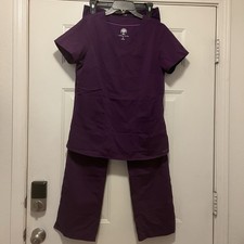 Healing Hands Women's Scrub Set Top Bottoms Purple M Shirt Small Tall Pants lot