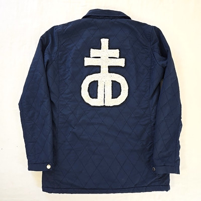 Dropdead Quilted Sherpa Fleece Lined Snap Shirt Jacket Chenille Logo Mens S Blue