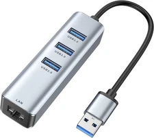 USB 3.0 to Ethernet Adapter 3-Port Hub 10/100/1000