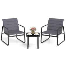 COSTWAY 3 Piece Patio Bistro Set Outdoor Chairs & Side Table